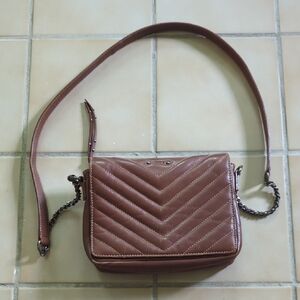 IKKS "1440" Brown Quilted Leather Shoulder Bag
